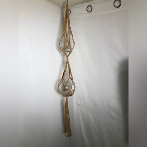 - Gold Double Macrame. With Two Glass Bowls. NEW